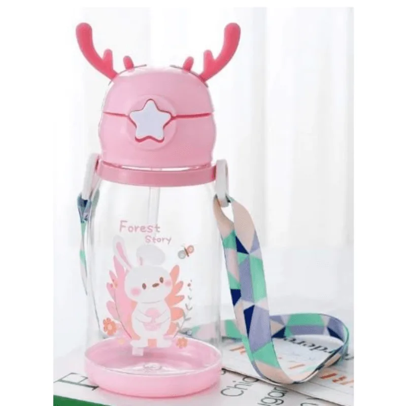 Garrafa Squeze Alce Infantil Bpa Free Enfeites Adesivo 600ml