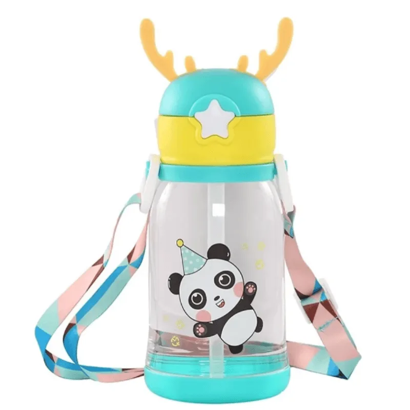 Garrafa Squeze Alce Infantil Bpa Free Enfeites Adesivo 600ml