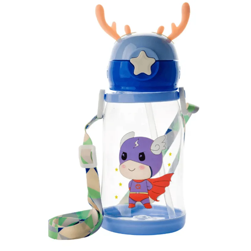 Garrafa Squeze Alce Infantil Bpa Free Enfeites Adesivo 600ml