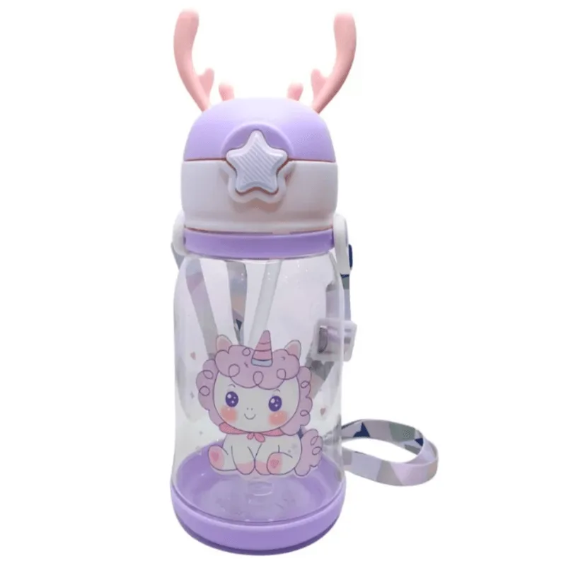 Garrafa Squeze Alce Infantil Bpa Free Enfeites Adesivo 600ml