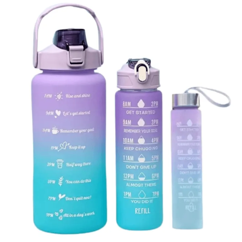 Garrafa Squeze Motivacional Tripla Bpa Free Enfeites Adesivo
