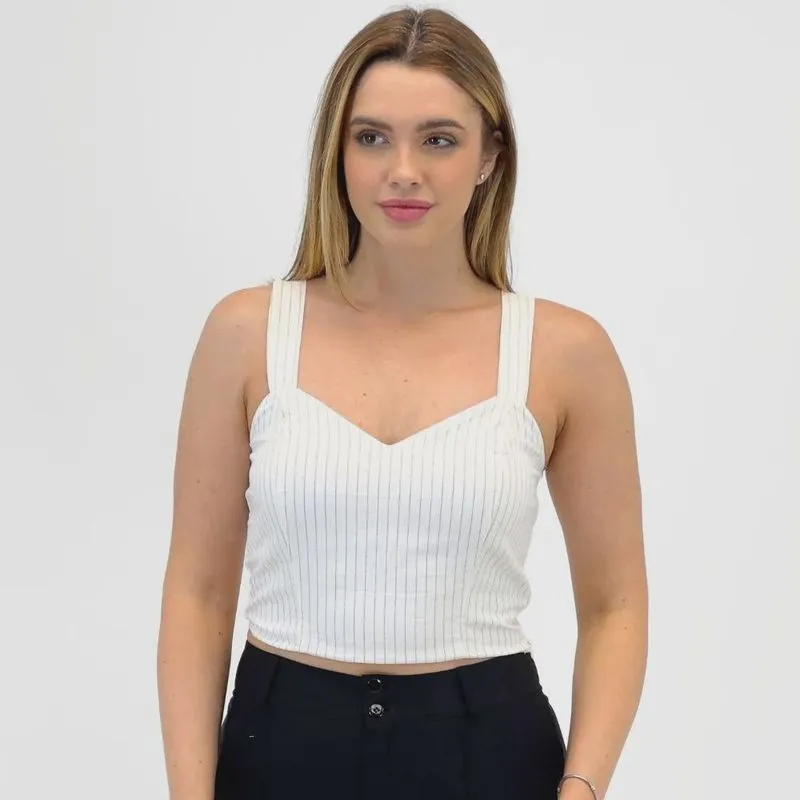Cropped Formitz Listrado com Alça Feminino