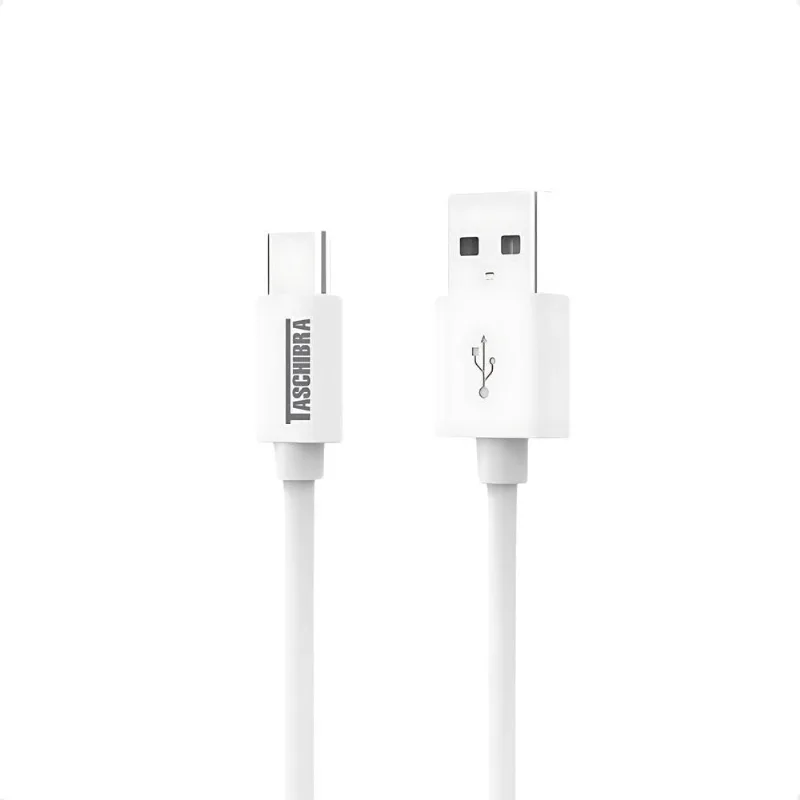 Cabo USB-A para USB-C 1M 2A para Carregamento Rápido Branco Taschibra - Taschibra