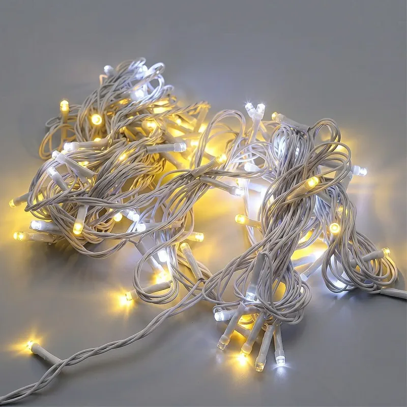 Cordão Luminoso Pisca Pisca 100 LED Estático 3000K c/ Flash Branco 220V Taschibra