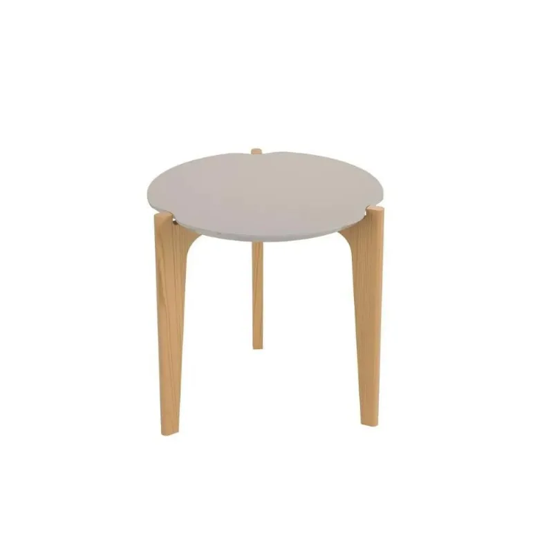 Mesa Lateral de Apoio Lukaliam Florida 50cm Off White Perolizado/ Freijó
