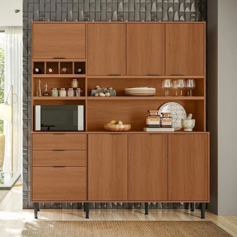 Kit Cozinha Lukaliam Móveis Compacta Viena 8 Portas E 2 Gavetas Jequitiba