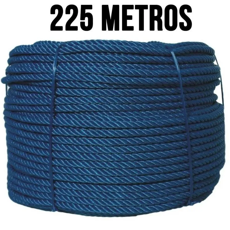 Rolo 225mts Corda Torcida Em Polietileno 16mm Azul Valor