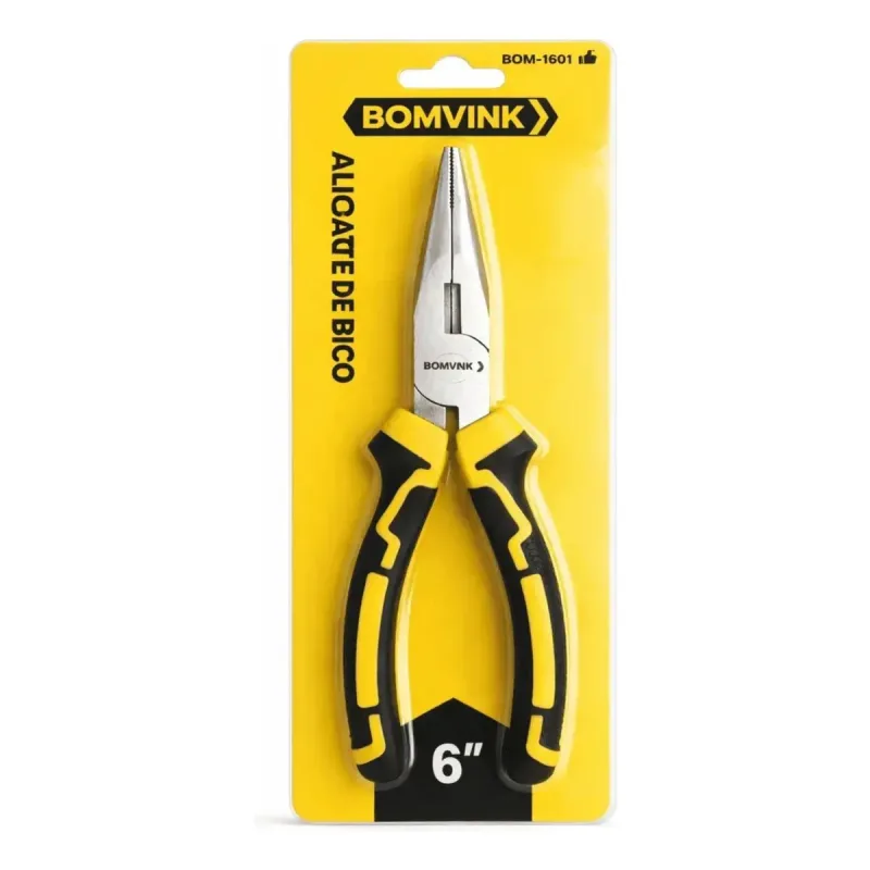 Alicate de Bico 6 Polegadas Bomvink Amarelo Preto