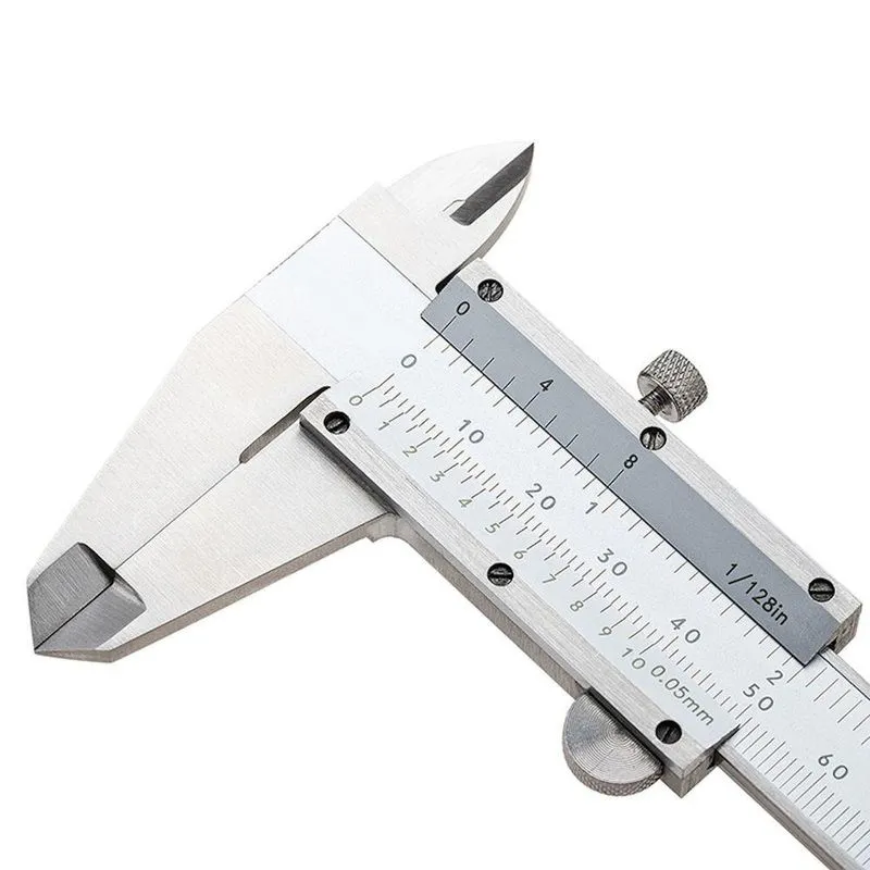 Paquímetro Analógico Bom-6501 Com Capacidade Até 150mm E Resolução 0,02mm Em Aço Inoxidável Bomvink