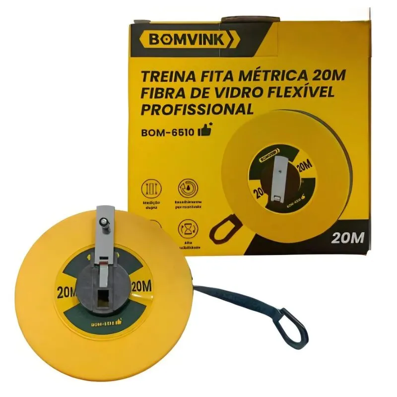 Trena Fita Métrica Profissional Flexível Fibra Vidro 20m