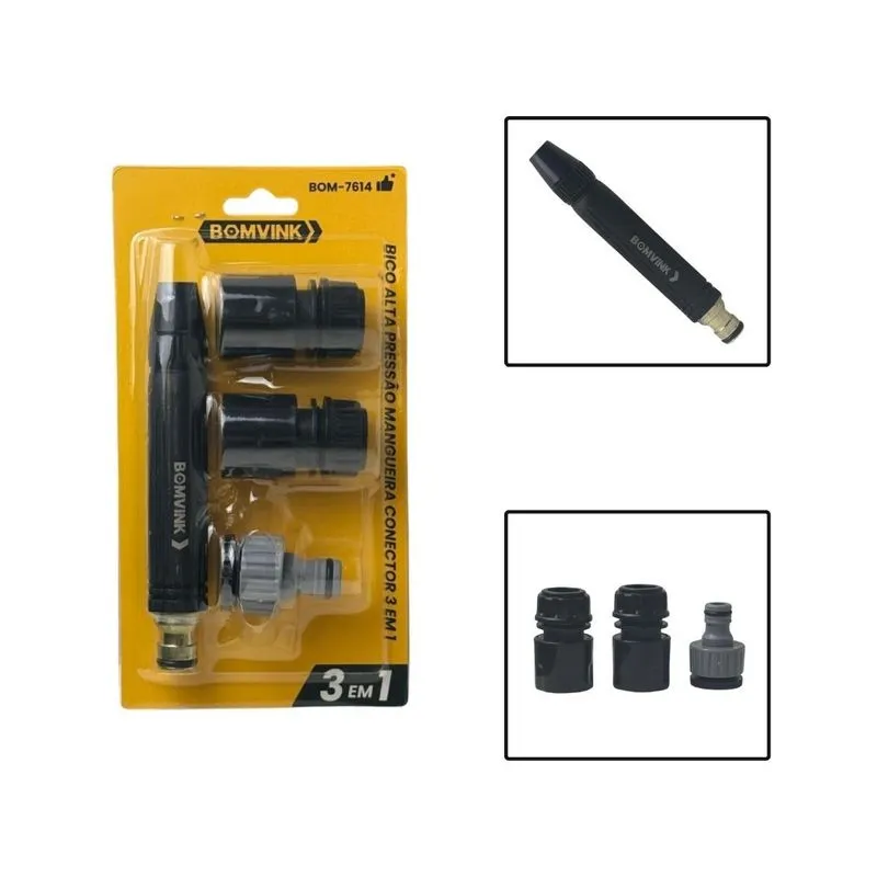 Bico Engate Rápido De Alta Pressão Mangueira Conector 3 Em 1