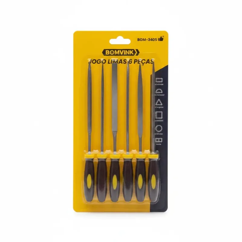 Conjunto Jogo de Limas 6 Peças Bomvink Aço 14cm
