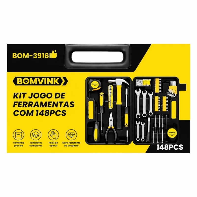 Kit Jogo de Ferramentas 148Pcs BOM-3916 Bomvink