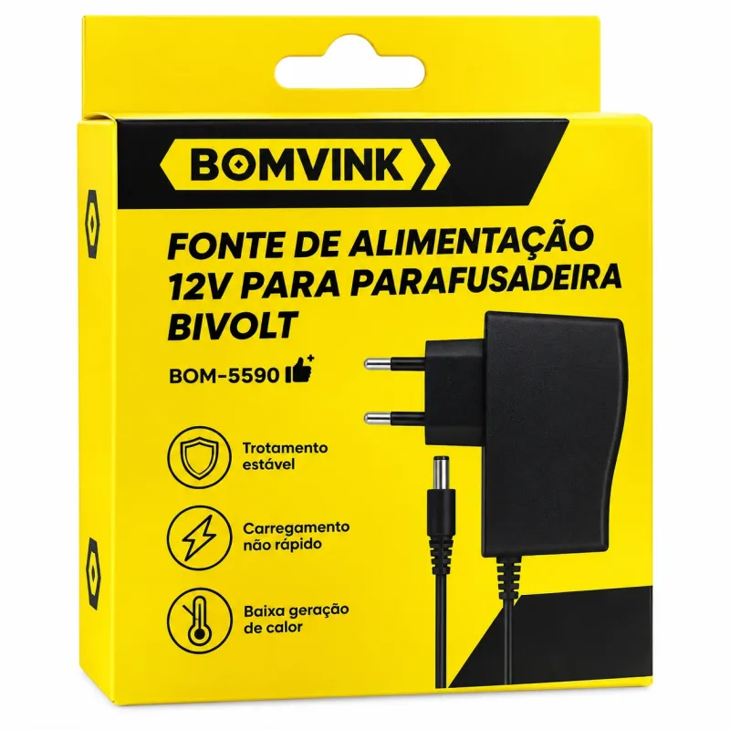 Fonte de Alimentação 12V para Furadeira/Parafusadeira Bivolt - Bomvink