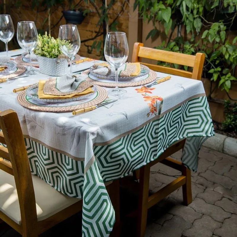 Toalha De Mesa Retangular Geométrica 6 Lugares 140x220cm Geométrica