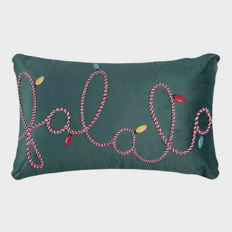 Almofada Belchior Natalina Bordada com Lã Retangular 35x55