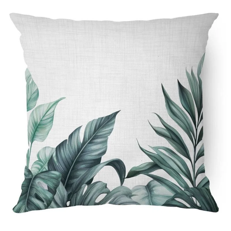 Capa Para Almofada Folhagem 43cm X 43cm Authentic Verde / Branco