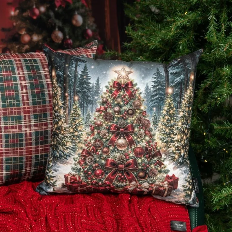 Capa Natalina Velveteen C/led 43cm X 43cm 625 - Belchior Capa Natalina Velveteen Cled 43cm X 43cm 625 Belchior