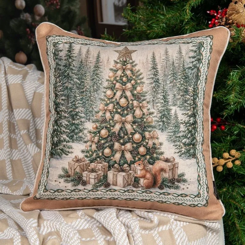 Capa Natalina Rustic Linen C/cordone 43cm X 43cm Des 645 -belchior Capa Natalina Rustic Linen Ccordone 43cm X 43cm Des 645 belchior