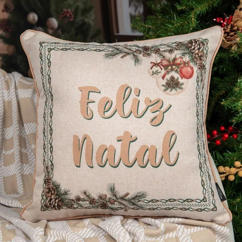 Capa Natalina Rustic Linen C/cordone 43cm X 43cm Des 648 -belchior Capa Natalina Rustic Linen Ccordone 43cm X 43cm Des 648 belchior