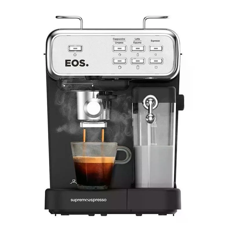 Cafeteira Espresso 3 em 1 EOS ECF07EC Inox Prepara Espresso, Latte e Cappuccino com 20 Bar de Pressão