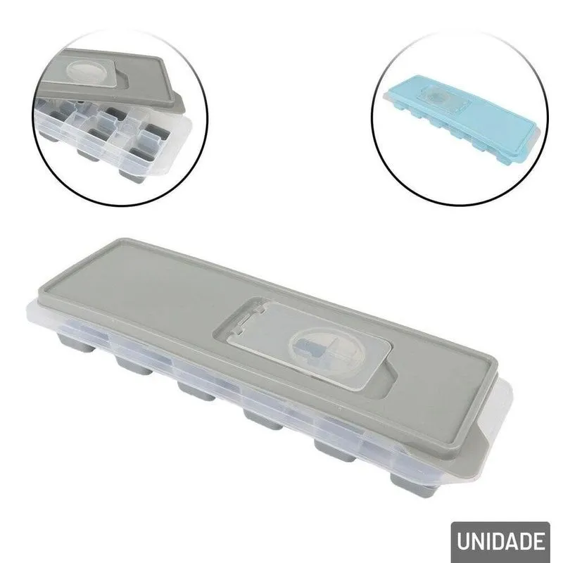 Forma Para Gelo Silicone 26x9cm Com Tampa Color - Tudo Em Caixa