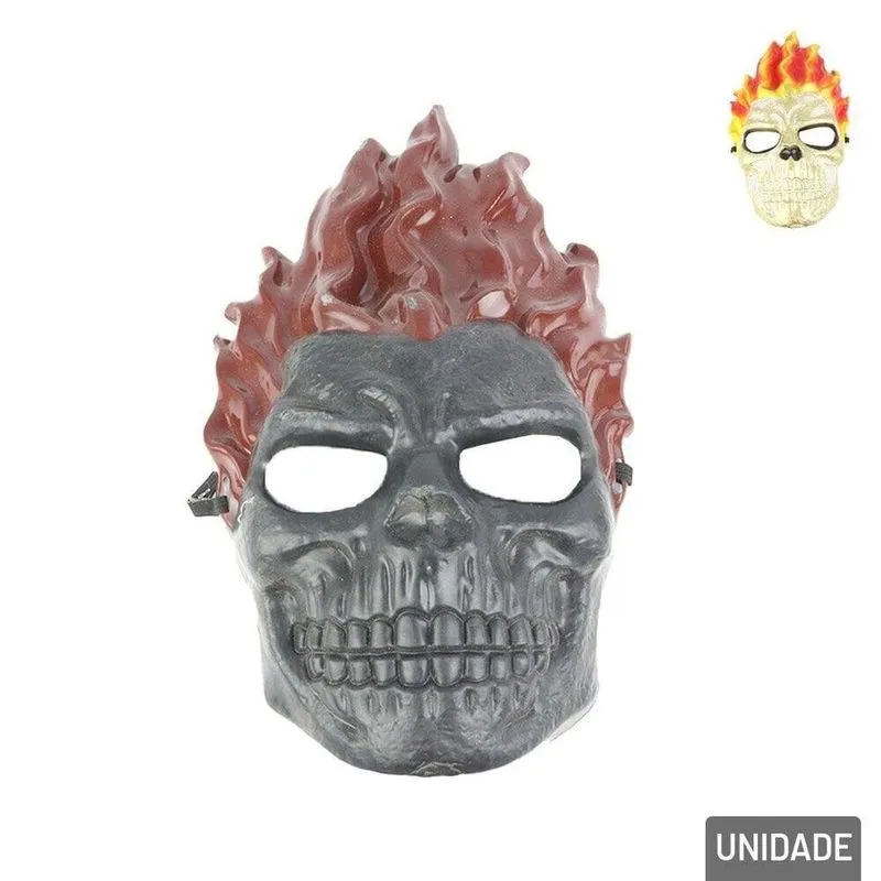 Máscara Halloween Caveira Fantasma Com Chama Color - Tudo Em Caixa