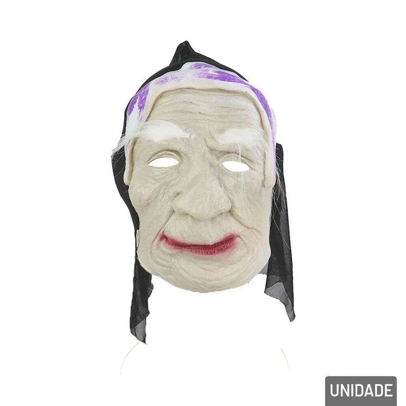 Máscara Halloween Rosto De Velha Com Sobrancelha - Tudo Em Caixa