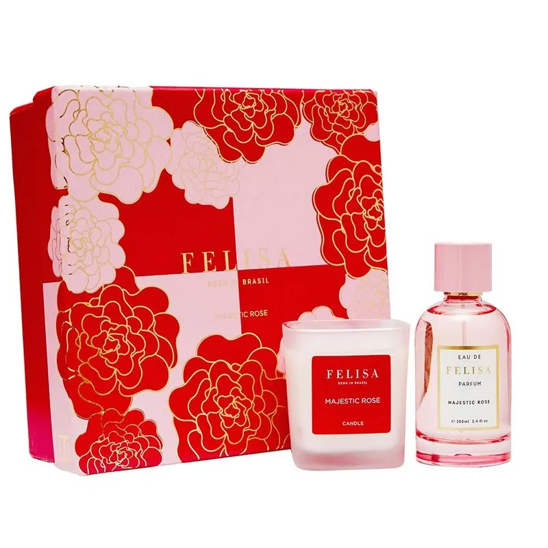 Coffret Felisa Majestic Rose Kit - Perfume Feminino EDP + Vela Perfumada Edição Limitada Kit