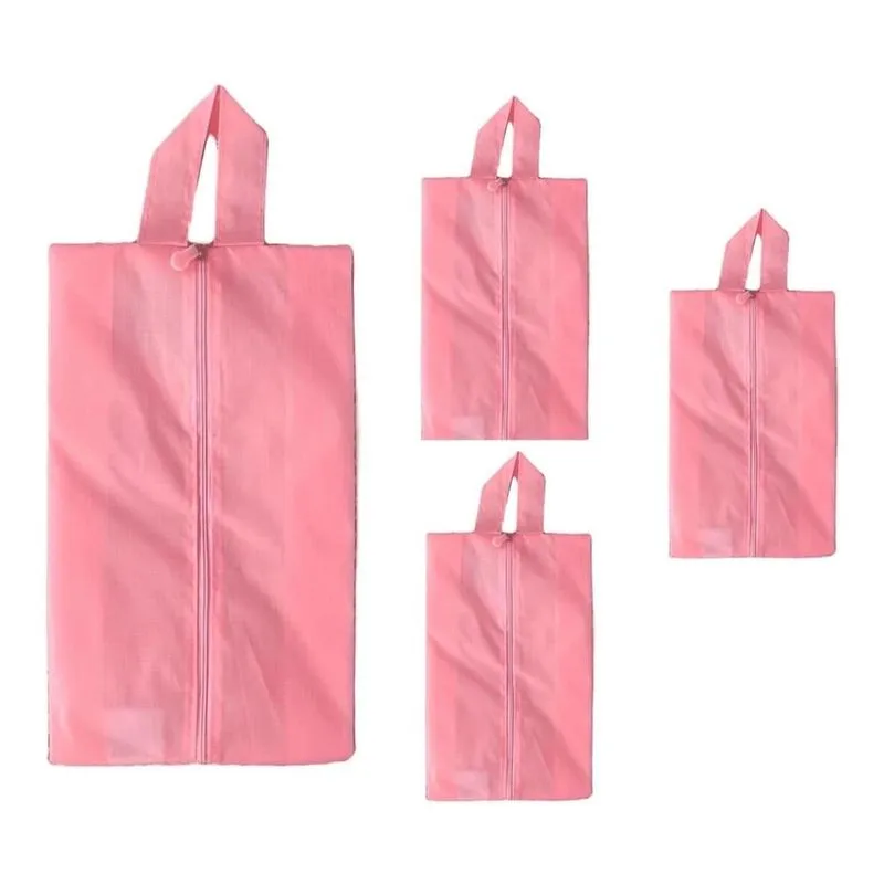 4 Bolsa Porta Sapato Viagem Tenis Roupa Mochila Rosa