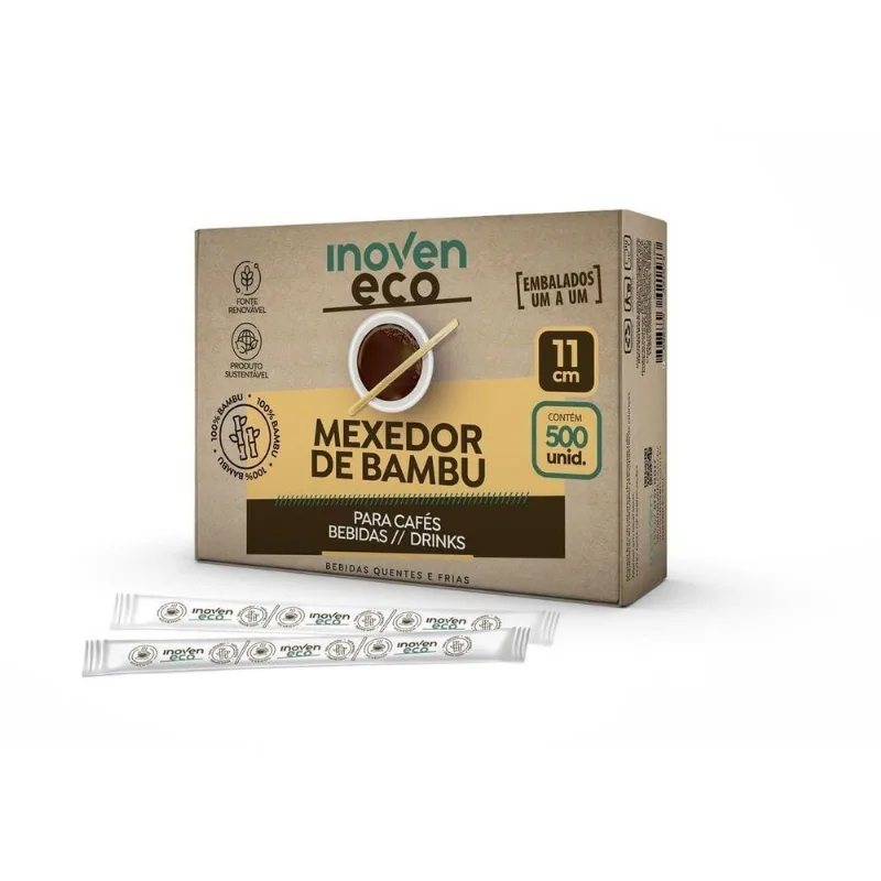 Mexedor De Bambu Embalado Individualmente Eco 11 Cm 1000 Un