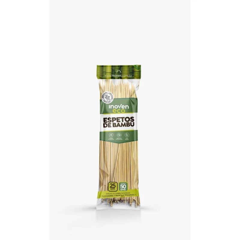 Espeto De Bambu 25cm Para Churrasco Gourmet Petiscos 100 Und
