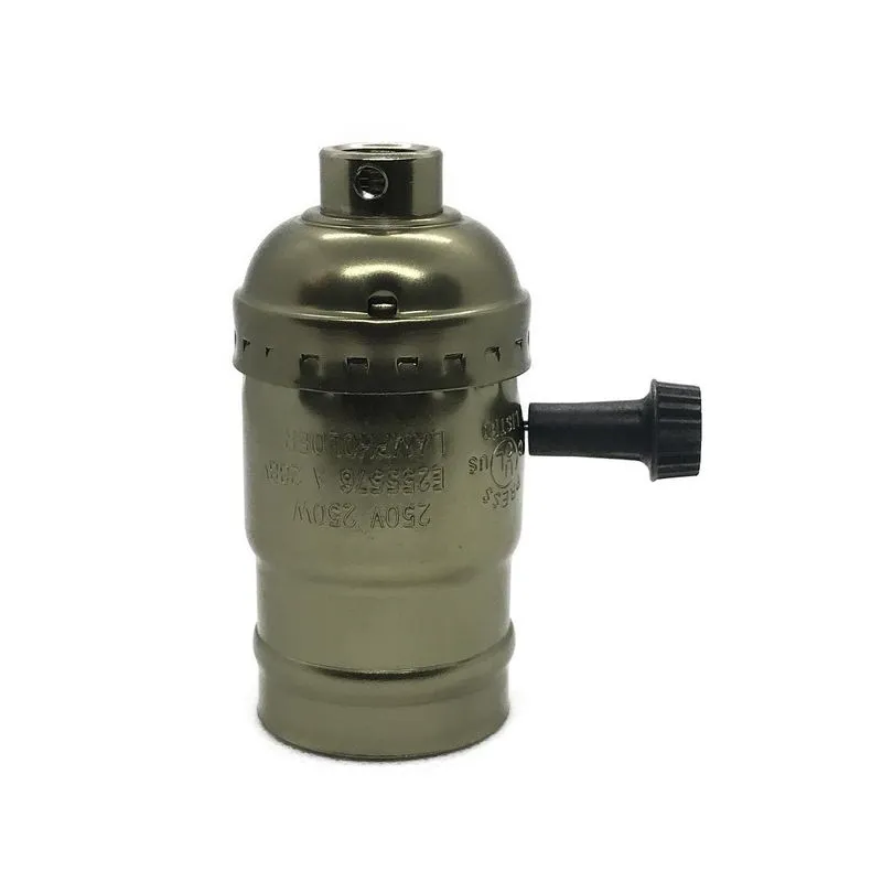 Soquete Para Lampada E27 Modelo Vintage Com Switch - Bronze