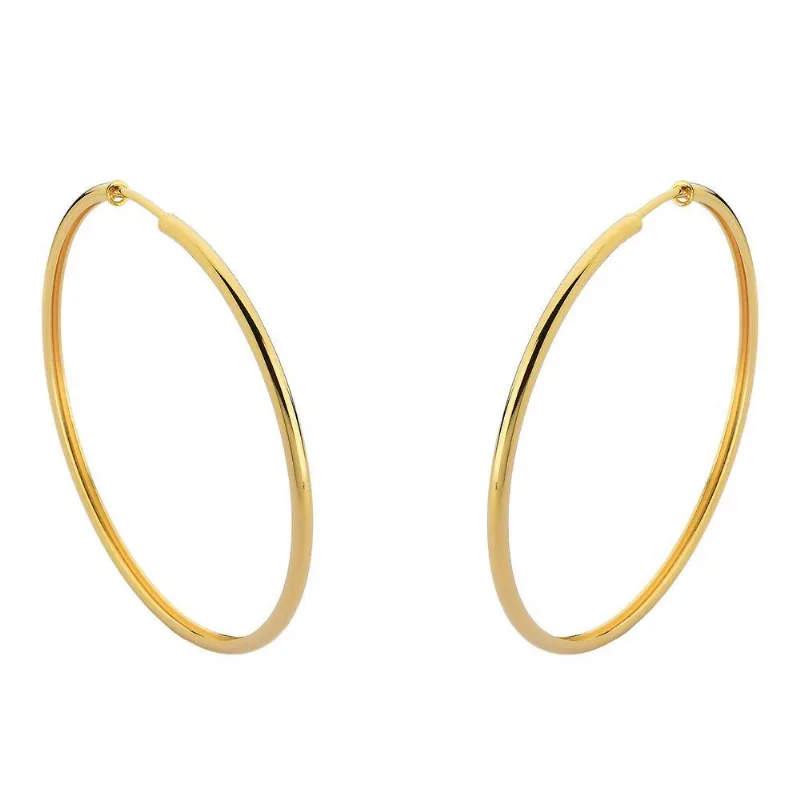Brinco Argola Básica Tubo Feminina Banhada A Ouro 18k - Atraktiva Joias
