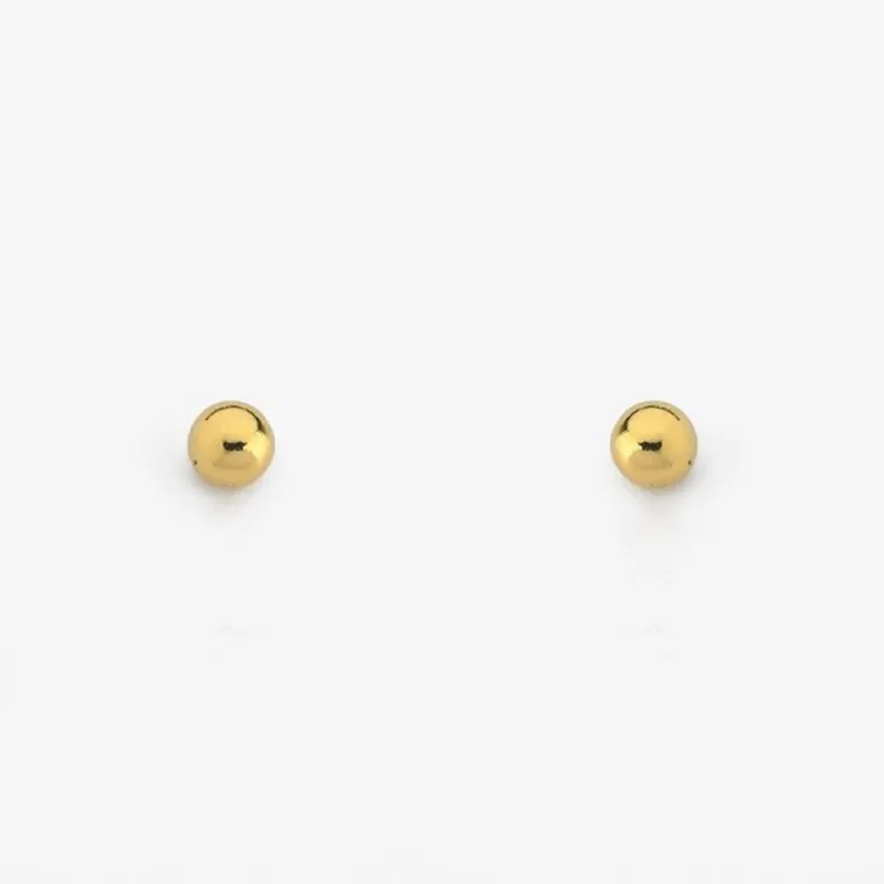 Par de Brincos Bola Dourada Banhado Ouro 18K 6mm / Dourado