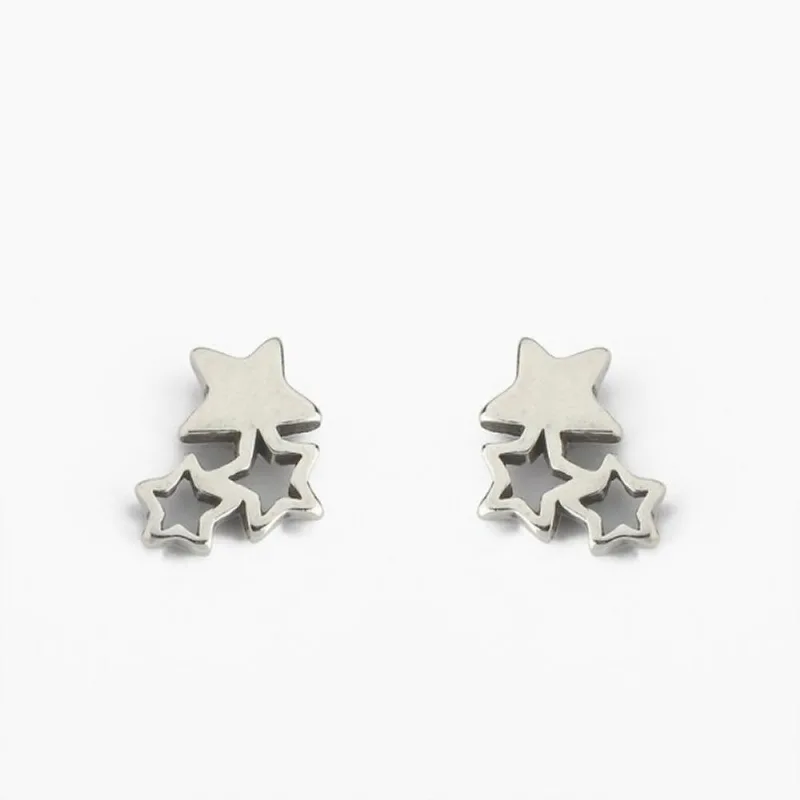 Brinco de Prata 925 com Estrelas - Elegância e Delicadeza para o Seu Dia Único / Prata - Atraktiva Joias