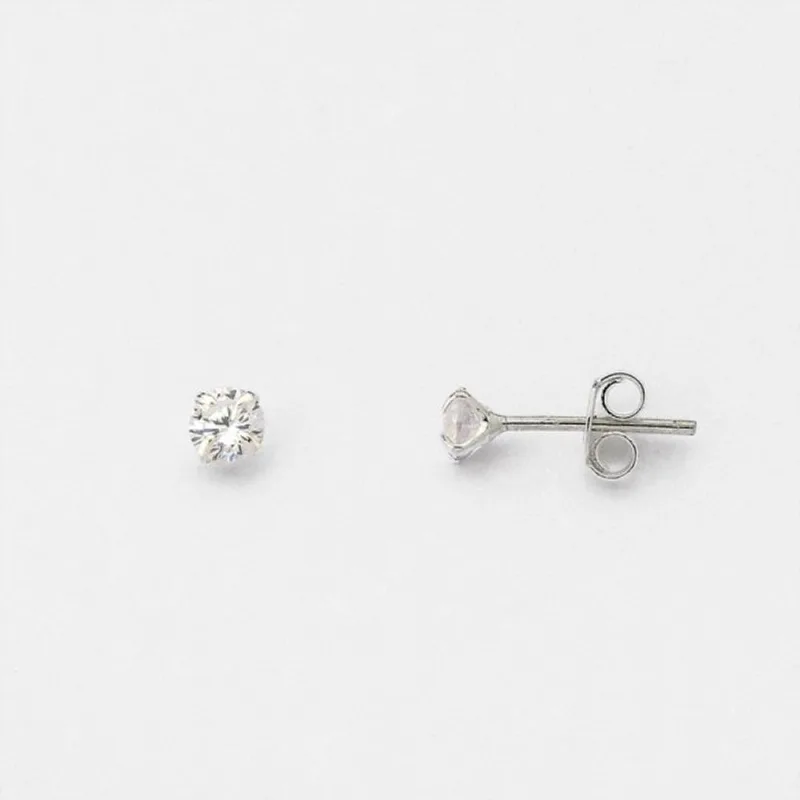 Brinco Ponto de Luz Zirconia Redonda Unissex Prata 925 4mm / Prata