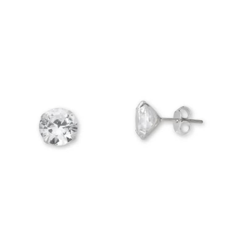 Brinco Ponto de Luz Zirconia Redonda Unissex Prata 925 8mm / Prata - Atraktiva Joias