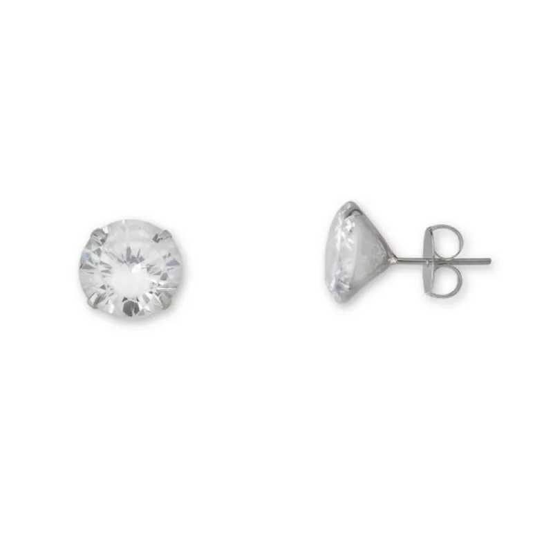 Brinco Ponto de Luz Zirconia Redonda Unissex Prata 925 9mm / Prata