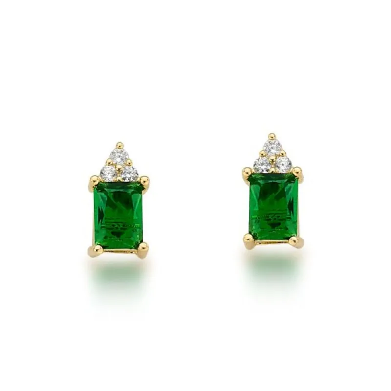 Brinco Ponto de Luz Colorido Banhado a Ouro 18k Verde Escuro - Atraktiva Joias