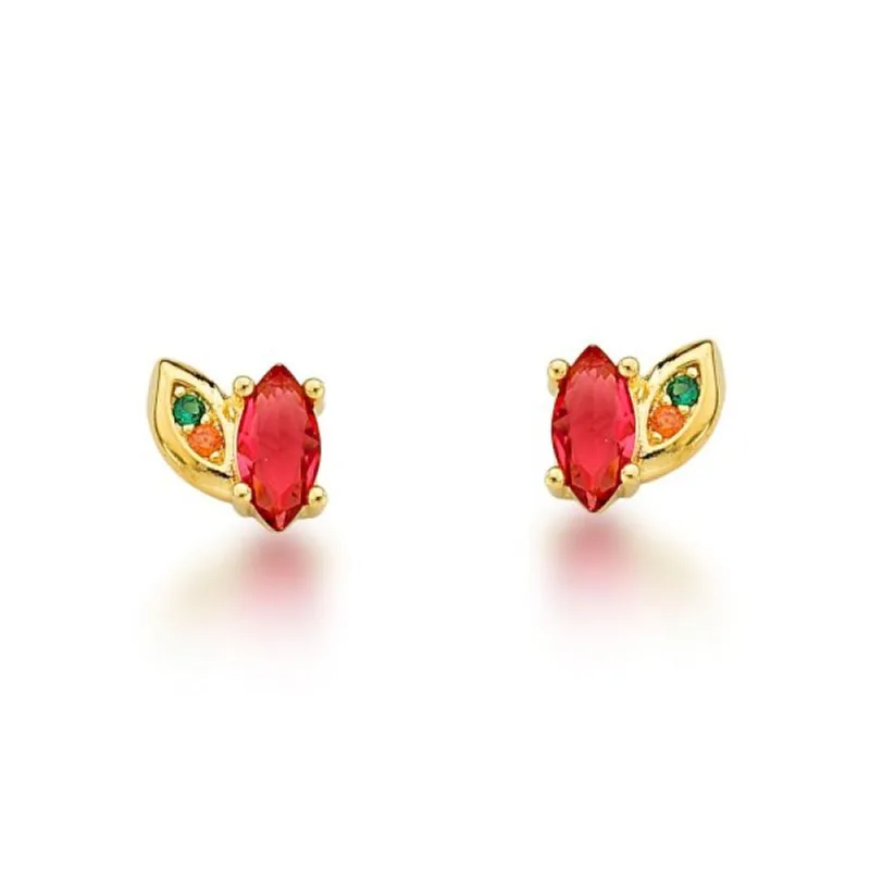 Brinco ponto de Luz colorido Banhado Ouro 18k