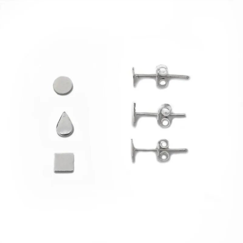 Kit trio de Brincos Forma Geométrica Prata 925 - Atraktiva Joias