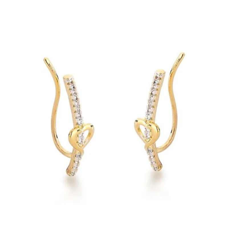 Brinco Earcuff com Coração Banhado a Ouro 18k - Atraktiva Joias