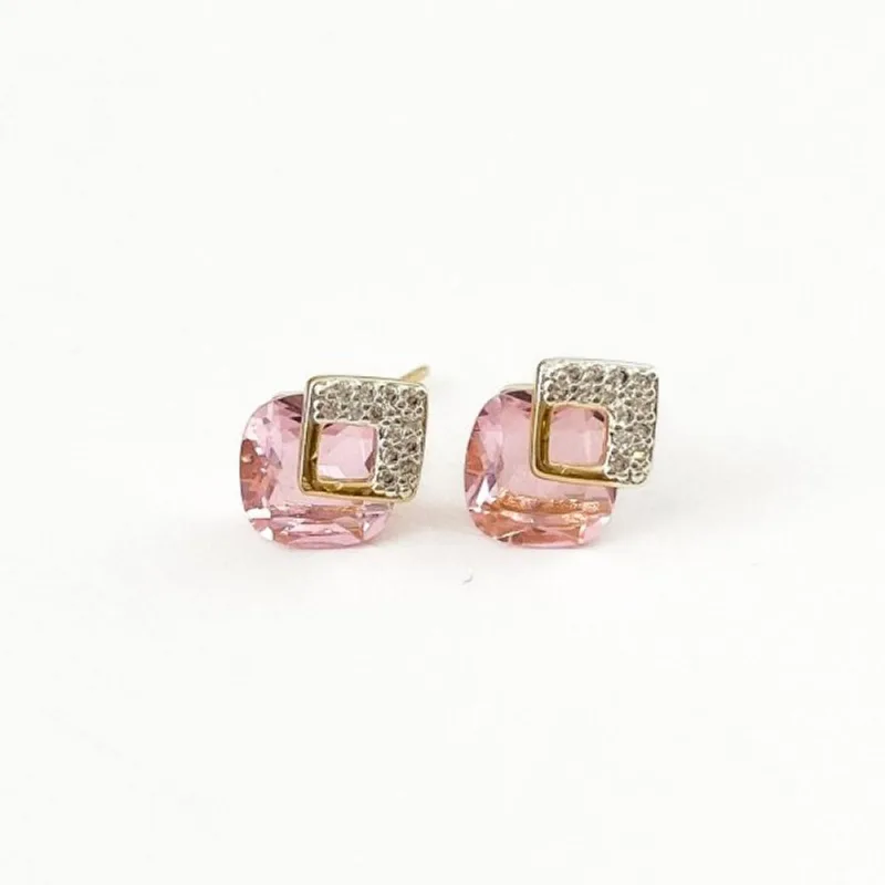 Brinco Feminino colorido Banhado a Ouro 18k Rosa