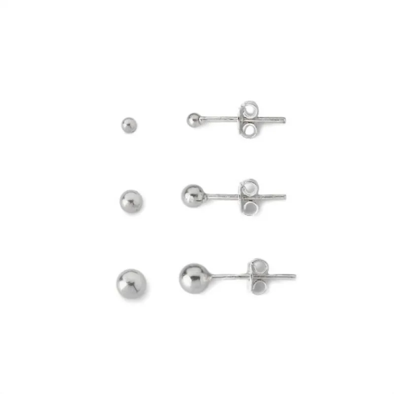Kit Trio de Brincos Bolinha Prata 925 - Atraktiva Joias