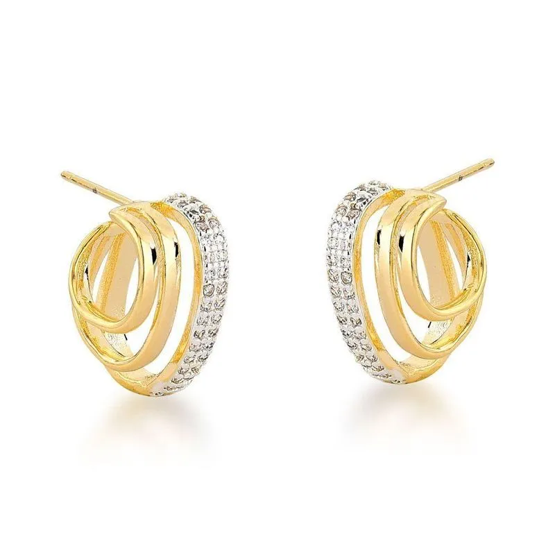 Brinco Argola Tripla Pequena Banhada A Ouro 18k