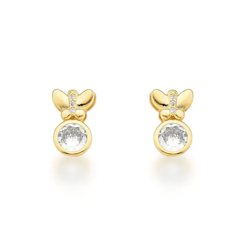 Brinco Borboleta com ponto de Luz Banhado a Ouro 18k - Atraktiva Joias