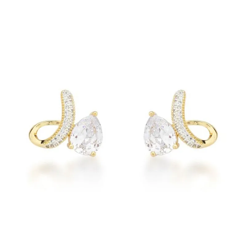 Brinco Delicado Zircônio Gota Banhado a Ouro 18k - Atraktiva Joias