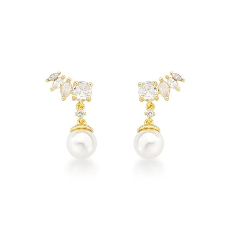 Luxo e Sofisticação: Brincos de Pérola com Zircônias e Ouro 18k - Atraktiva Joias