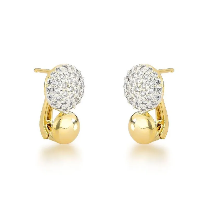 Brinco Argola Cravejada Com Detalhe Polida Banhada A Ouro 18k - Atraktiva Joias